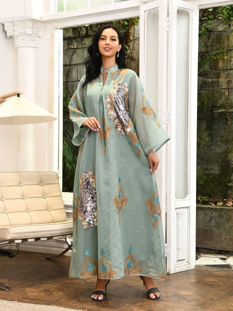 Atlas Embroidered Abaya — Moroccan Celebration Dress