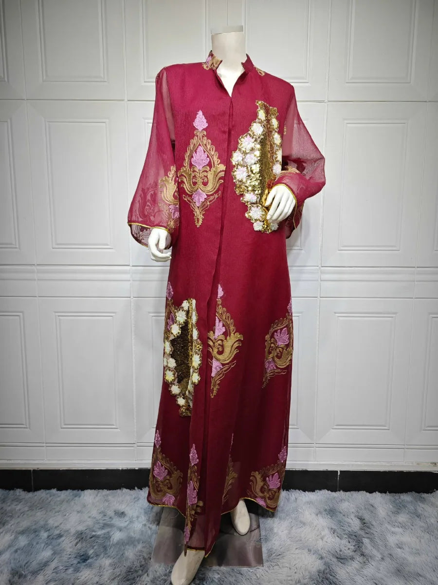 Atlas Embroidered Abaya — Moroccan Celebration Dress