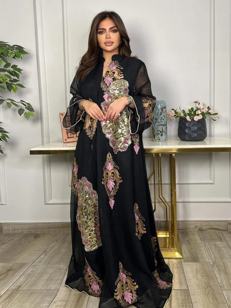 Atlas Embroidered Abaya — Moroccan Celebration Dress