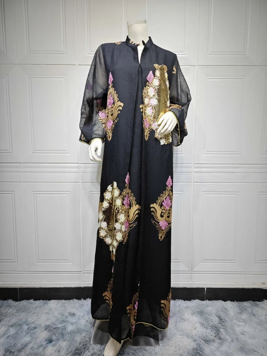 Atlas Embroidered Abaya — Moroccan Celebration Dress