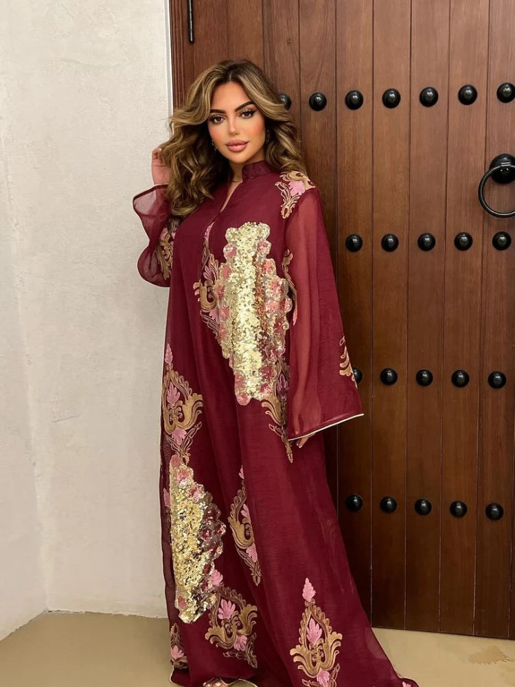 Atlas Embroidered Abaya — Moroccan Celebration Dress