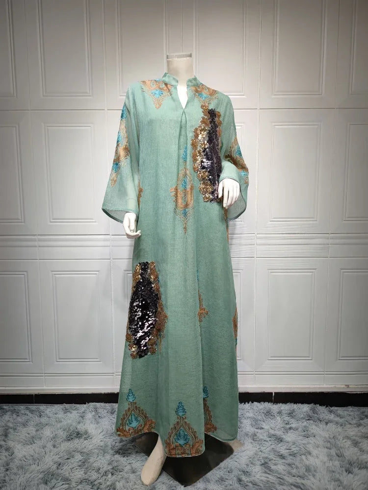 Atlas Embroidered Abaya — Moroccan Celebration Dress