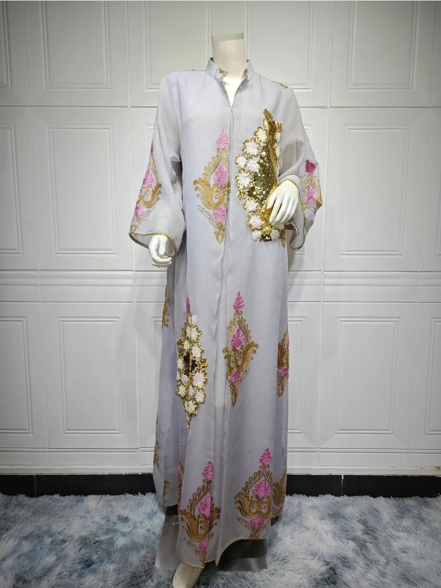 Atlas Embroidered Abaya — Moroccan Celebration Dress