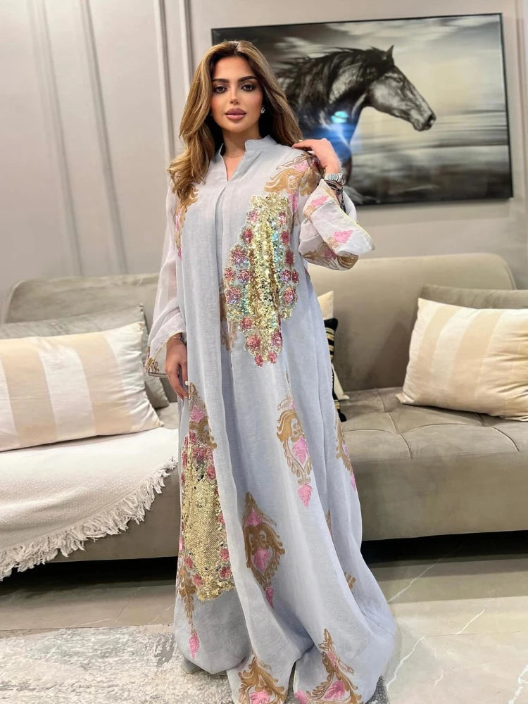 Atlas Embroidered Abaya — Moroccan Celebration Dress