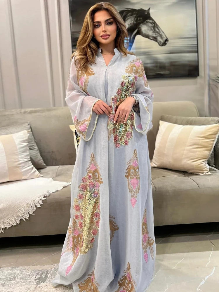 Atlas Embroidered Abaya — Moroccan Celebration Dress
