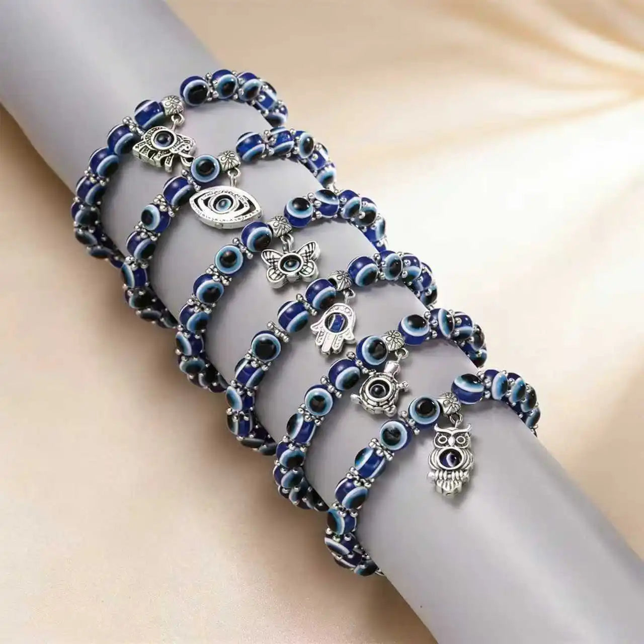 Nazar Evil Eye Bracelet — Handmade Blue Bead  & Butterfly Charm