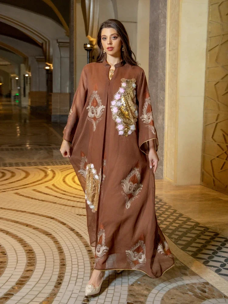 Atlas Embroidered Abaya — Moroccan Celebration Dress